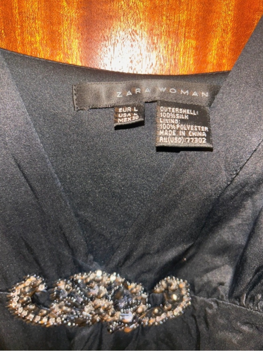 Zara Black V-Neck Midi Dress with Decorative Waist Detail - Picture 5 of 5